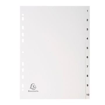 EXACOMPTA : Jeu de 10 intercalaires numériques en polypropylène 1 à 10 Classement