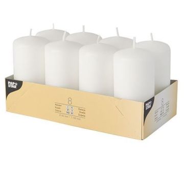Bougies cylindriques - Blanc 50 mm : PAP STAR Lot de 8 image