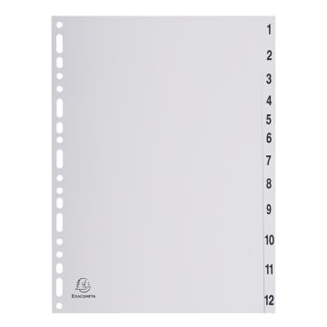 EXACOMPTA 1912E Jeu de 12 intercalaires numériques en polypropylène 1 à 12 