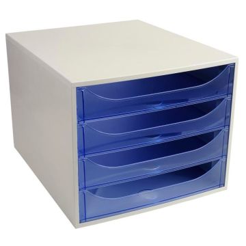 Module de rangement 4 tiroirs Ecobox - Gris/Bleu Glacé Translucide EXACOMPTA Linicolor Image