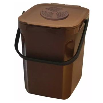 Poubelle bio avec couvercle - 10 litres - Marron/Noir CEP