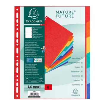 Jeu de 6 Intercalaires A4 maxi en carte lustrée rigide - Assortiment EXACOMPTA