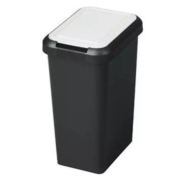 Poubelle de tri sélectif avec couvercle - 45 litres - Noir/Blanc : CEP