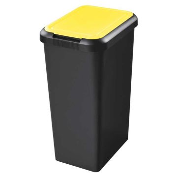 Poubelle de tri sélectif avec couvercle - 45 litres - Noir/Jaune: CEP