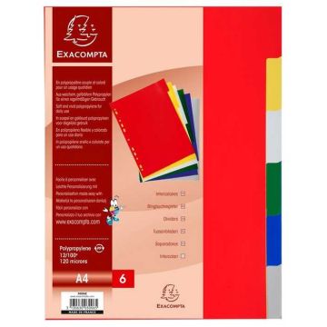 Jeu de 6 intercalaires souples en PP - Format A4 - Assortiment EXACOMPTA Image