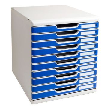 EXACOMPTA Caisson 10 tiroirs - Modulo - Gris/bleu 302003D