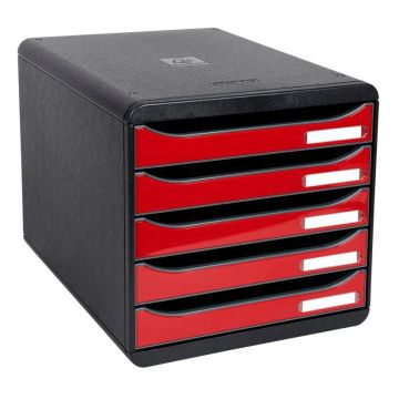Module de rangement 5 tiroirs - Big Box Plus - Noir/Rouge Carmin Glossy EXACOMPTA Iderama Image