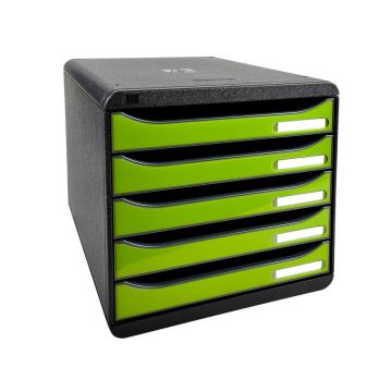 3097225D EXACOMPTA : Module de rangement 5 tiroirs - Big Box Plus - Noir/Vert anis glossy