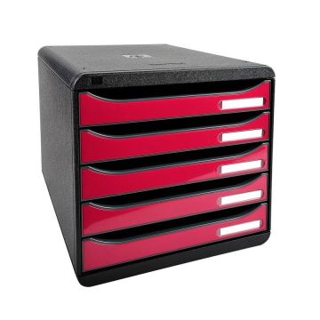3097284D EXACOMPTA : Module de rangement 5 tiroirs - Big Box Plus - Noir/Framboise glossy