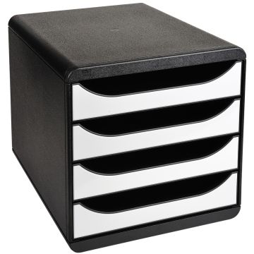 Caisson à 4 Tiroirs - Big Box - Noir/Blanc glossy : EXACOMPTA Glossy modèle