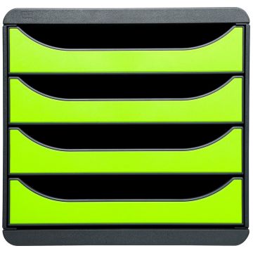 310725D EXACOMPTA : Caisson à 4 tiroirs - Big Box - Gris Noir/vert anis