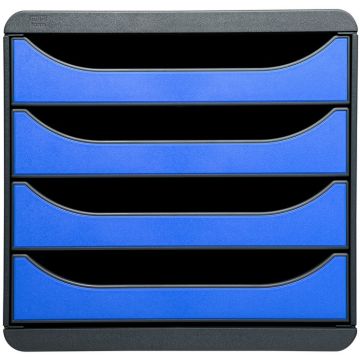310779D EXACOMPTA : Caisson à 4 tiroirs - Big Box - Gris Noir/Bleu glacé