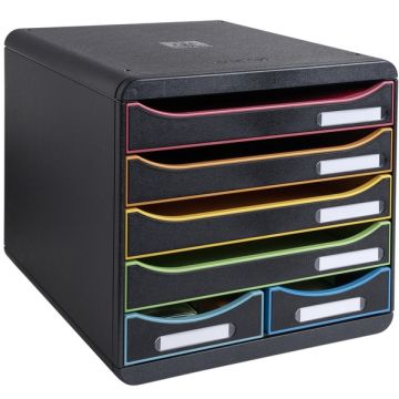 Module de rangement 6 tiroirs - Big Box Maxi - Noir/Arlequin : EXACOMPTA Black Office image