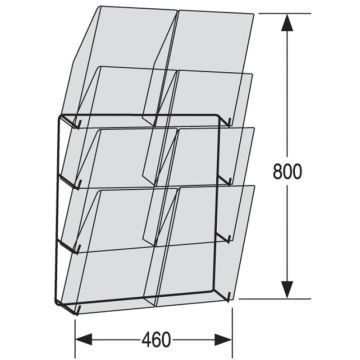 Présentoir mural - 8 compartiments format A4 - Gris clair/Transparent : KERKMANN Modèle