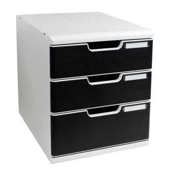 EXACOMPTA Module de rangement 3 tiroirs Modulo - Gris/Bleu