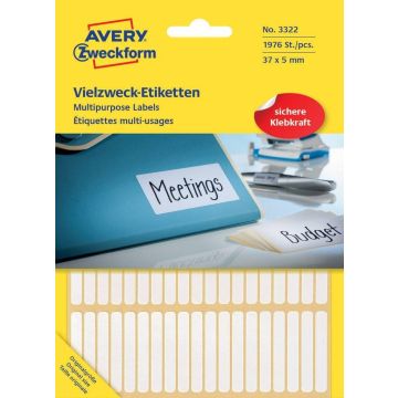 AVERY : Etiquettes adhésives 37 x 5 mm - Blanc 3322
