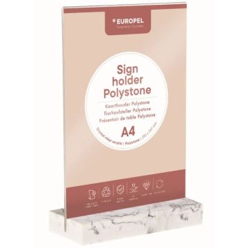 Présentoir de table avec socle en Polystone - Blanc - A5 : EUROPEL image