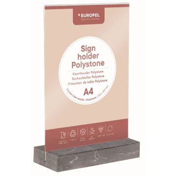 Présentoir de table avec socle en Polystone - Anthracite - A4 : EUROPEL image