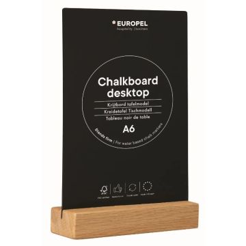 Présentoir de Table - A6 - Ardoise avec socle en chêne : EUROPEL image