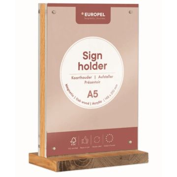 Présentoir de table à aimants avec socle en bois - A5 : EUROPEL image