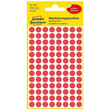 Pastilles adhésives amovibles - 8 mm - Rouge AVERY Lot de 416