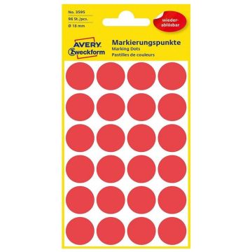Pastilles adhésives amovibles - 18 mm - Rouge AVERY Lot de 96