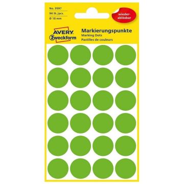 Pastilles adhésives amovibles - 18 mm - Vert AVERY Lot de 96