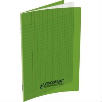 Cahier d'écolier - 48 pages Grands carreaux - 240 x 320 mm - Polypro Vert : CONQUERANT