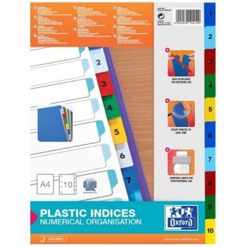image Photo Jeu de 10 Intercalaires à chiffres en plastique - 230 x 297 mm OXFORD