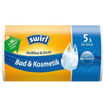 Sacs Poubelle avec poignée - 5 litres - Blanc : SWIRL Lot de 40
