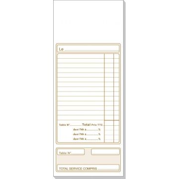 Bloc ADDITION Numéroté autocopiant Dupli - 225 x 91 mm COGIR 402 Restaurant modèle