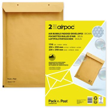Lot de 2 Pochettes d'expédition matelassées - Marron - 250 x 350 mm : MAIL MEDIA Visuel