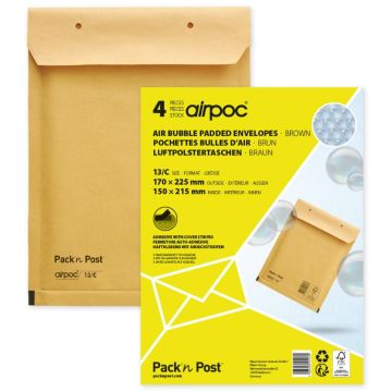 Lot de 4 Pochettes d'expédition matelassées - Marron - 170 x 225 mm : MAIL MEDIA Visuel