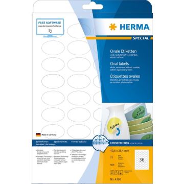 HERMA 4380 : Étiquettes adhésives blanches - Multi-usages - Ovale 40,6 x 25,4 mm