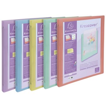 Classeur Souple Personnalisable - 4 anneaux de 15 mm - Assortiment Pastel : EXACOMPTA image