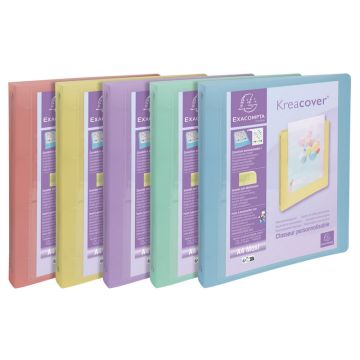Classeur Personnalisable 4 anneaux de 30 mm - Assortiment Pastel : EXACOMPTA assort