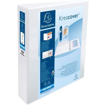 Classeur personnalisable 2 anneaux avec 2 Pochettes - Blanc -  Dos de 64 mm EXACOMPTA Image