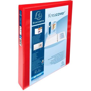 Classeur personnalisable 4 anneaux avec 2 Pochettes - Rouge -  Dos de 47 mm EXACOMPTA Image