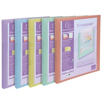 Classeur Souple Personnalisable - 2 anneaux de 15 mm - Assortiment Pastel : EXACOMPTA assort