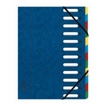 Trieur avec élastiques - Bleu - 12 compartiments EXACOMPTA