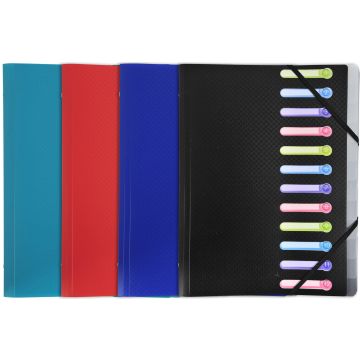 EXACOMPTA : Trieur avec élastiques - 12 compartiments 55180E assortiment