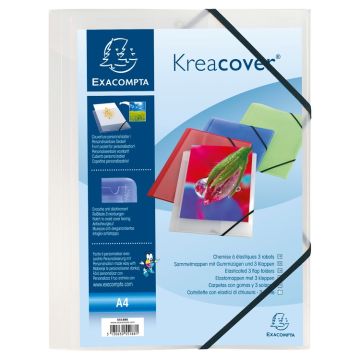 EXACOMPTA 55188E Chemises Kreacover à élastiques - blanc transparent