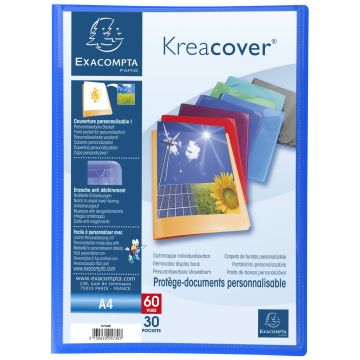Protège-Documents Personnalisable de 60 Vues - Bleu opaque : EXACOMPTA Image