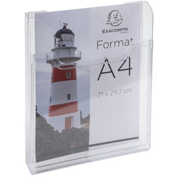 Présentoir mural A4 - 1 compartiment vertical - Cristal : EXACOMPTA image