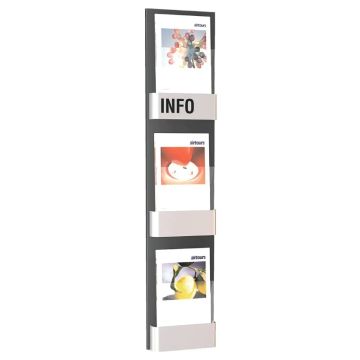 Présentoir à prospectus mural - 3 bacs pour format A4 / A5 / DL : KERKMANN First Image