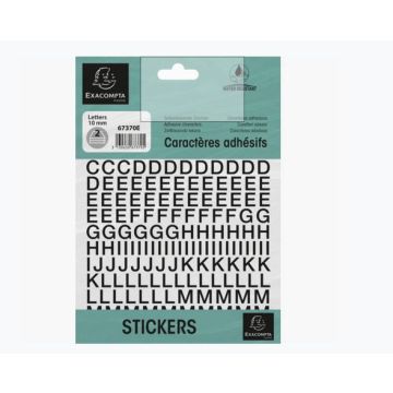 Pochette de Lettres adhésives de A à Z - 10 mm - Noir : EXACOMPTA image