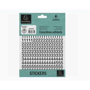 Pochette de Chiffres adhésifs de 0 à 9 - 10 mm - Noir : EXACOMPTA image