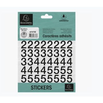 Pochette de Chiffres adhésifs de 0 à 9 - 20 mm - Noir : EXACOMPTA image