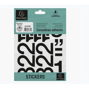 Pochette de Chiffres adhésifs de 0 à 9 - 50 mm - Noir : EXACOMPTA image
