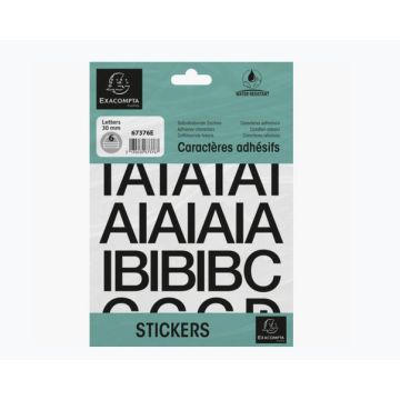 Pochette de Lettres adhésives de A à Z - 30 mm - Noir : EXACOMPTA image